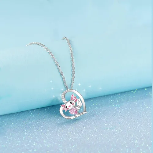 Miniatura 4 de M&Ostyle Lindo collar de ajolote para niñas y niños, collares con colgante de cristal, regalos de joyería para niñas, hija, niños, hijo, nieta