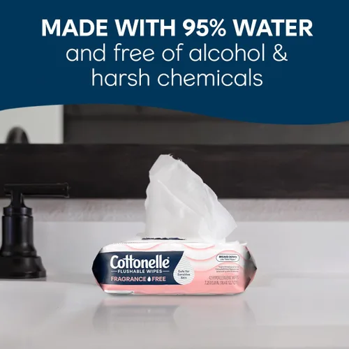 Miniatura 2 de Cottonelle Toallitas húmedas desechables sin fragancia, toallitas húmedas para adultos, 2 paquetes con tapa abatible, 42 toallitas por paquete