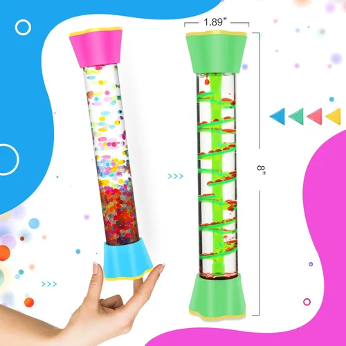 Miniatura 4 de Tubos sensoriales antiestrés – Juguetes calmantes para niños – Tubo sensorial con botella de purpurina, giratorio por gravedad, espiral de gota