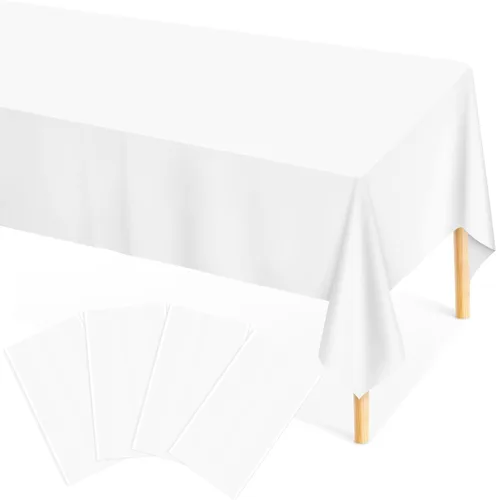 Miniatura 23 de Mulbozy Mantel de plástico color crema, desechables, paquete de 4, 54 x 108 pulgadas, manteles rectangulares de plástico beige para decoración
