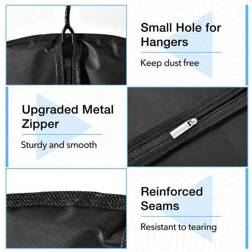 Miniatura 7 de Bolsas de vestir para vestidos, bolsas de ropa de 65 pulgadas de largo para colgar ropa, paquete de 3 fundas plegables con ventana transparente