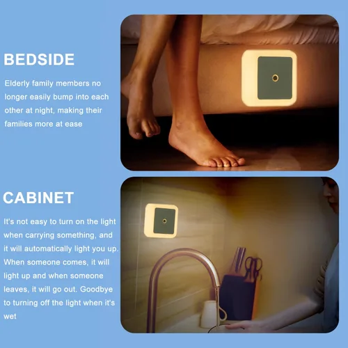 Miniatura 4 de Othmro Paquete de 4 luces nocturnas enchufables, sensor LED cálido automático del atardecer al amanecer, lámpara de mesita de noche pequeña