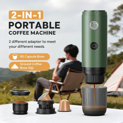 Miniatura 2 de RECAFIMIL Máquina de Espresso Eléctrica Portátil, Cafetera de Viaje para Camping, Cafetera de Auto con Autocalentamiento con USB-C, Con Café Molido