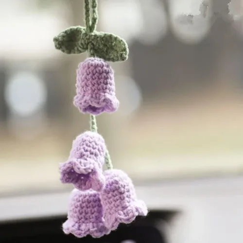 Miniatura 23 de Planta colgante de ganchillo para automóvil, colgador de espejo de automóvil de punto, cesta colgante de ganchillo para plantas de automóvil, lindos