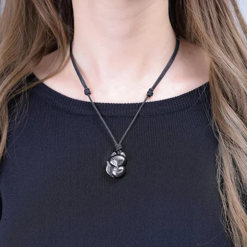 Miniatura 2 de COAI Collar con colgante de zorro de piedra para hombre y mujer, Piedra, Jaspe