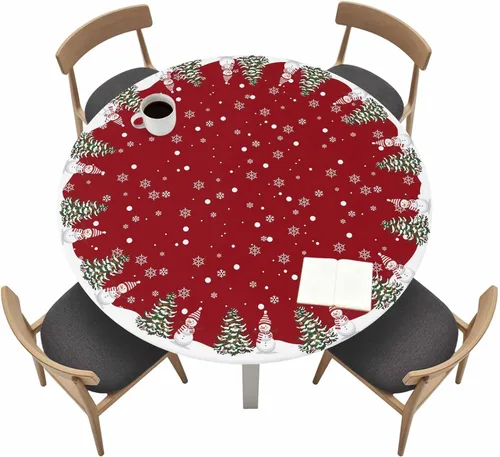 Miniatura 13 de Mantel redondo ajustable con flores silvestres botánicas, manteles elásticos impermeables para interiores y exteriores, mantel elástico para cena