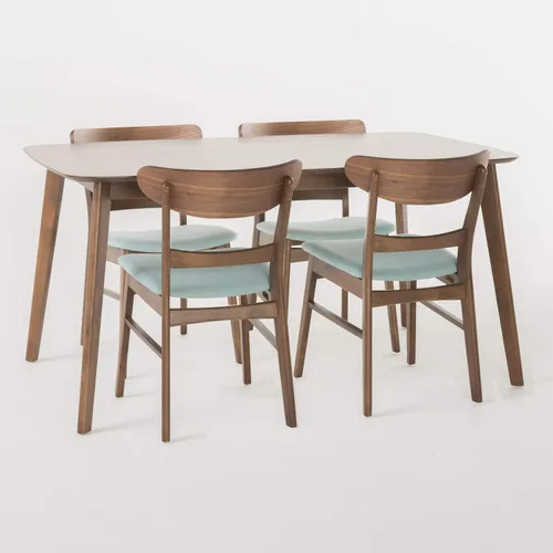 Miniatura 13 de Christopher Knight Home Idalia - Juego de comedor rectangular de 50 pulgadas, juego de 5 piezas, nogal natural y beige claro