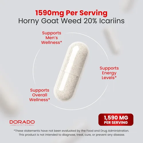 Miniatura 5 de Horny Goat Weed para hombres y mujeres – [20% de Icariins Fuerza Máxima] – Resistencia, Aguante, Circulación, Soporte Articular y de Espalda – Raíz