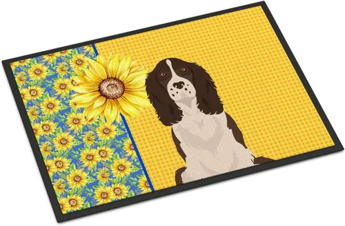 Miniatura 335 de Caroline's Treasures WDK5313MAT Airedale Terrier - Tapete para puerta delantera de 18 x 27 pulgadas, diseño de girasoles de verano, para entrada