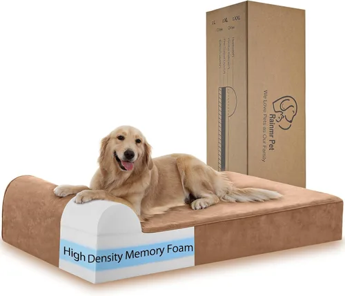 Rainmr Camas ortopédicas para perros grandes, camas para perros de espuma viscoelástica de 7 pulgadas con forro impermeable, funda de microgamuza