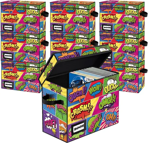 Miniatura 9 de Paquete de 2 Cajas de Almacenamiento de Cómics de Colección, Organizador Protector 15.8" X 7.8" X 11.8" Caja Corta Plegable con Capacidad