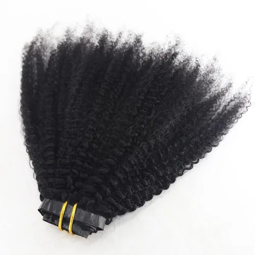 Miniatura 4 de Extensiones de cabello humano rizado afro sin costuras, de poliuretano, brasileño, virgen, afroamericano, 4B 4C, ultrafino, para mujeres negras
