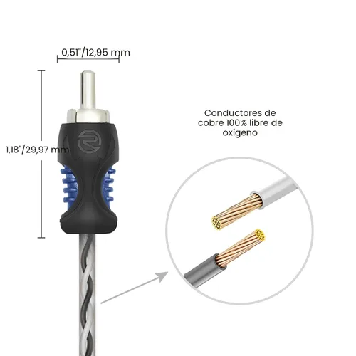 Miniatura 4 de RECOIL RCI23 Cable de audio RCA de 2 canales 100% cobre libre de oxígeno de 3 pies, par trenzado con reducción de ruido
