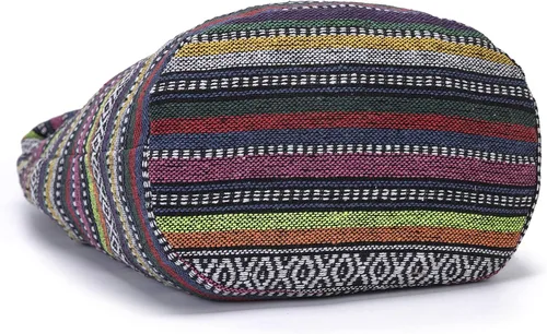 Miniatura 182 de Bolsa de hombro para mujer, de lona en estilo hippie/bohemio para llevar cruzada al hombro, disponible en diferentes colores y estampados