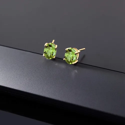 Miniatura 139 de Gem Stone King Aretes de oro de 14 quilates con piedra natal ovalada de 0.315 x 0.236 in Aretes de oro para mujer