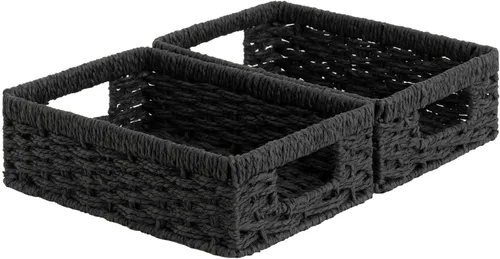 Miniatura 22 de StorageWorks Cesta de mimbre con asa, cestas de almacenamiento de mimbre para organizar, cestas de almacenamiento decorativas para estantes, cuerda