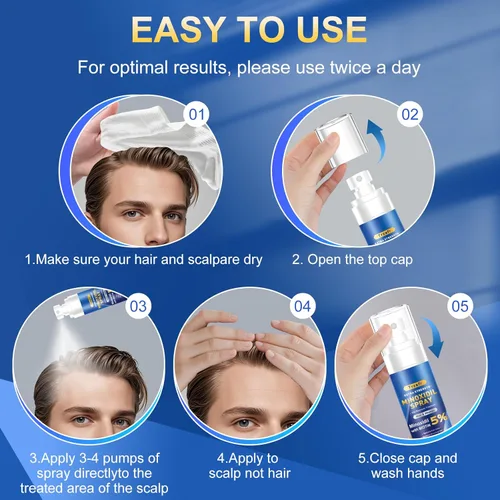 Miniatura 5 de 5% de minoxidil para hombres y mujeres, suero para el crecimiento del cabello y tratamiento de crecimiento del cabello, extra fuerte con biotina