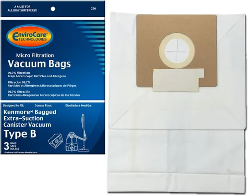 EnviroCare Bolsas de vacío de micro filtración de repuesto diseñadas para adaptarse a modelos Kenmore tipo B Galaxy Bagged Canister 3 unidades