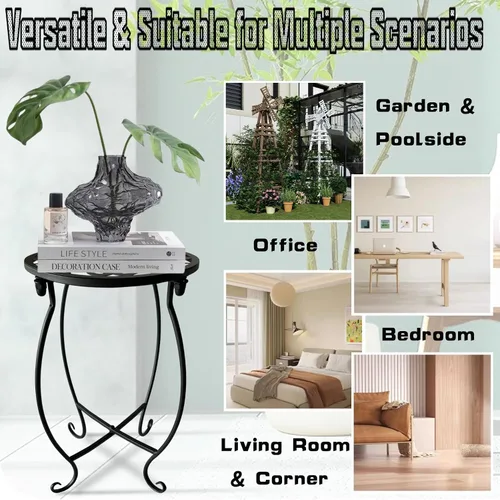 Miniatura 5 de Soporte para plantas para interiores y exteriores, soporte para macetas de 15 pulgadas de alto, soporte redondo de esquina de metal para maceta