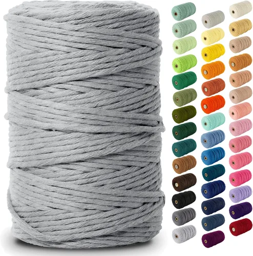 Miniatura 117 de Nook Theory - Cuerda de macramé de 3 mm, 220 yardas de cuerda de algodón, hilo de 4 mm y 5 mm, cuerda para manualidades, perfecta para colgantes