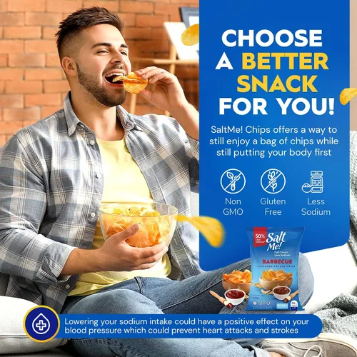 Miniatura 3 de SaltMe! Paquete variado de 4 sabores, 50% bajo en sal, Kosher, sin OMG, Better for You, Original-BBQ-SC & Onion-Ched & Sour Cream 5 onzas, paquete