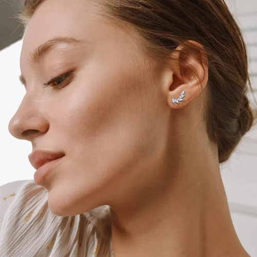 Miniatura 5 de Rnivida Aretes tipo dormilona de plata de ley 925, hipoalergénicos, pequeños aretes de circonita cúbica para mujer