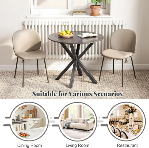 Miniatura 6 de Giantex Mesa de comedor redonda de 36" para 4, mesa de cocina estilo granja con patas de madera de goma, almohadillas ajustables para pies, mesas