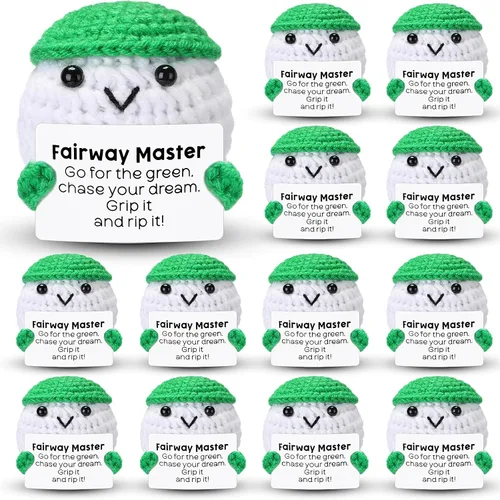 Miniatura 12 de 12 piezas de ganchillo para fiestas de tenis, pelota de tenis pequeña positiva a granel con tarjetas, regalos de equipo hechos a mano para mujeres