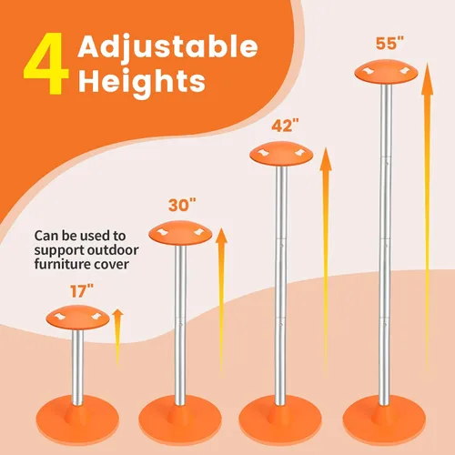 Miniatura 3 de Paquete de 2 soportes ajustables de acero con soporte de cubierta de barco de 1-1/8 pulgadas de D con correas anti-UV, bolsa de almacenamiento