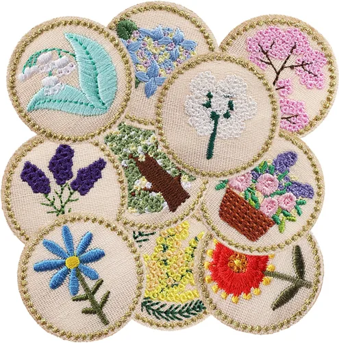 Miniatura 69 de 24 parches retro bohemios para planchar o coser, bonitos apliques bordados femeninos, decoración de moda para ropa, sombrero, bolso, vestido, Planta