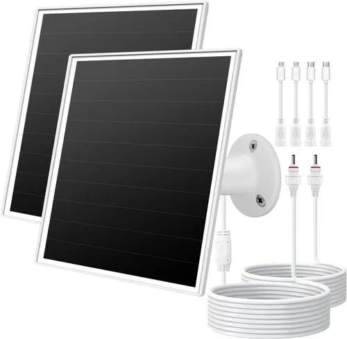 Miniatura 8 de Cargador de panel solar de 6 W para cámaras de seguridad al aire libre. Micro USB/USB - C/DC (35 x 135) se adapta a cámara Eufy/Wyze/Ring, cable