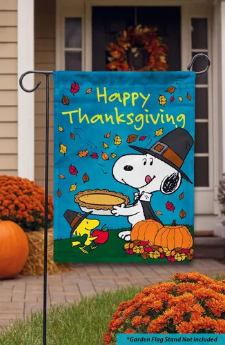 Miniatura 3 de Flagology, PEANUTS®, Happy Thanksgiving Snoopy - Bandera de jardín de 12 x 18 pulgadas, con licencia oficial de Peanuts®, otoño