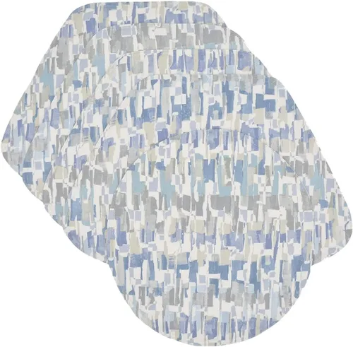 Britto Clearwater - Juego de cuatro manteles individuales en forma de cuña con estampado azul y cargador central redondo
