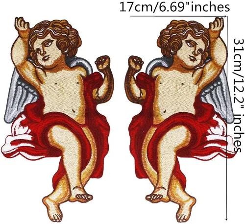 Miniatura 4 de Espejo grande de moda bordado ángel parches motivo insignia apliques coser ropa decorada costura 1 par