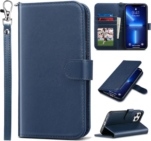 Miniatura 43 de ULAK Funda tipo cartera compatible con iPhone 13 para mujer, piel sintética de alta calidad con tarjetero, función atril, funda tipo cartera