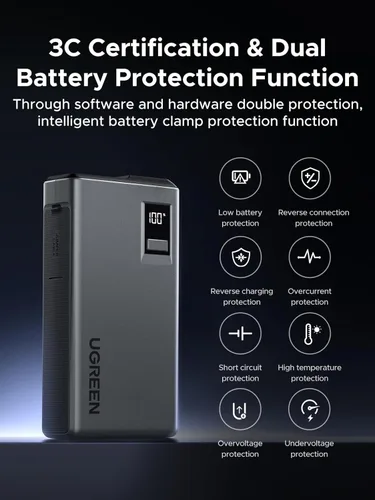 Miniatura 4 de UGREEN Paquete de Energía de Arrancador de Salto 1000A Refuerzo de Batería de Coche para Motores de Gasolina de 6.0L y Diésel de 3.5L Banco