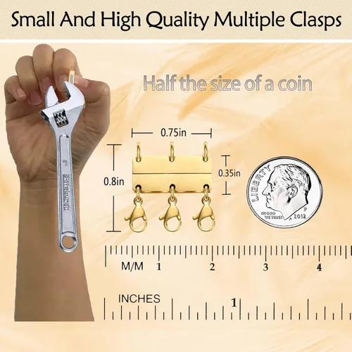 Miniatura 3 de Qulltk Cierre de capas de collar con cierre magnético para joyas, separador de oro y plata para collares y cadenas apilables