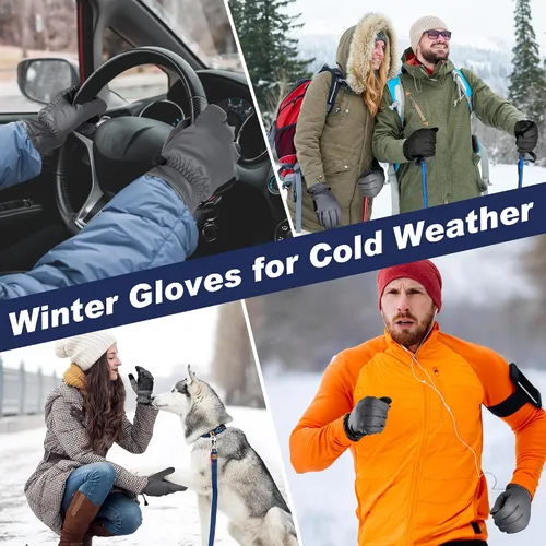 Miniatura 6 de Sukeen Guantes de invierno resistentes al viento para clima frío, suaves y cálidos para pantalla táctil, antideslizantes, guantes de invierno
