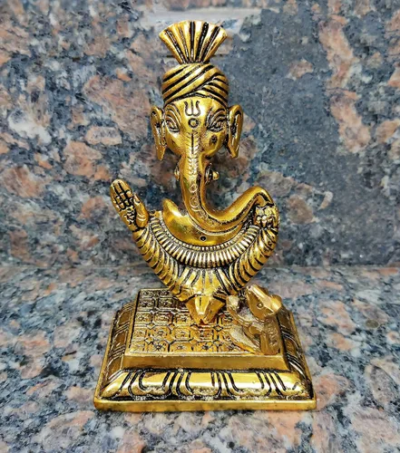Miniatura 6 de Lord Ganesha. Figura decorativa con rata para el mandir del templo del hogar. Estatua de Ganesh Chaturthi. Dios hindú Indian Pooja. Artículo
