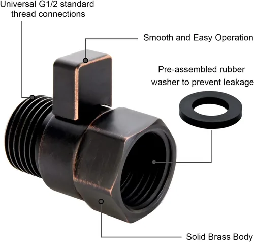 Miniatura 5 de BRIGHT SHOWERS Válvula de control de flujo de agua, válvula de agua de cabezal de ducha de latón con palanca de manija, regulador de flujo volumen