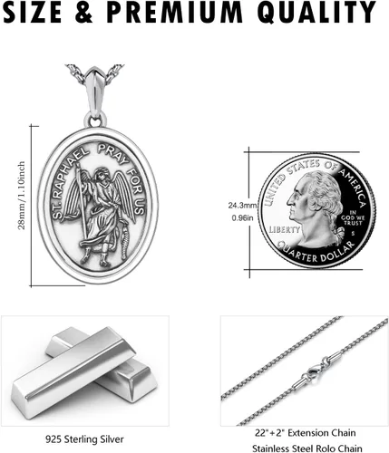 Miniatura 546 de Collar de plata de ley 925 con medalla de San Patrón, colgante de protección católica, amuleto, joyería religiosa para hombres y mujeres