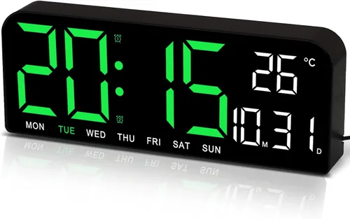 Miniatura 8 de JoFomp Reloj de pared digital con pantalla grande, relojes de pared LED de 9 pulgadas para decoración de sala de estar, reloj digital