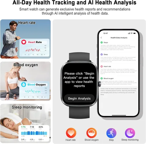 Miniatura 4 de uaue Reloj inteligente AI con ChatGPT, reloj inteligente de llamadas Bluetooth de 1.91 pulgadas para hombres y mujeres, más de 110 modos de fitness