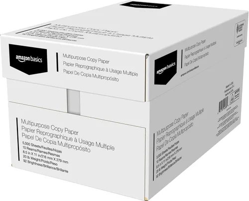 Miniatura 2 de Amazon Basics Papel multiusos para copiadora e impresora, 20 lb, 8.5 x 11 pulgadas, 10 resmas (5,000 hojas), 92 de brillo, blanco