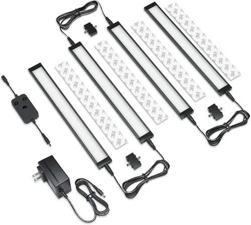 Miniatura 9 de EShine Paquete de 3 luces LED regulables inteligentes negras de 12 pulgadas para debajo del gabinete, compatible con Alexa, Google, blanco frío
