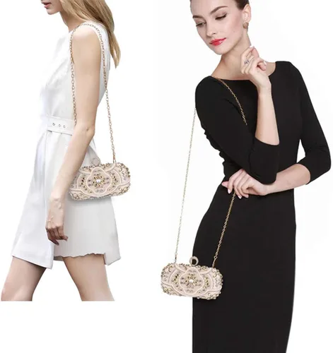 Miniatura 2 de UBORSE Bolsos de mano de cristal con cuentas para mujer, bolsos de noche formales con diamantes de imitación para boda, graduación, cóctel, fiesta