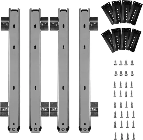 Miniatura 11 de KINJOEK 2 rieles deslizantes de bandeja para teclado de 14 pulgadas, altura ajustable, rodamiento de bolas, pista de montaje en teclado