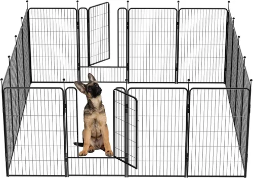 Miniatura 13 de Corralito portátil para perros, valla de ejercicio de metal resistente para mascotas, corral para interiores y exteriores, corral para mascotas