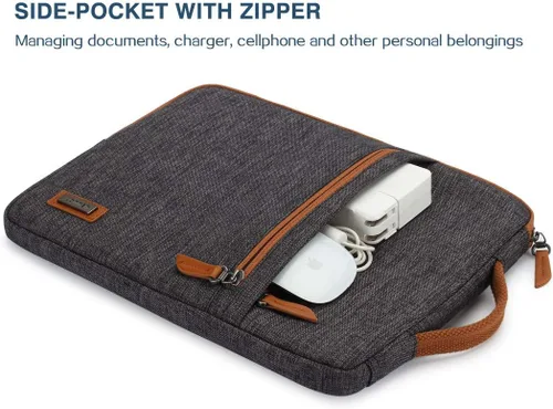 Miniatura 4 de LONMEN Funda para portátil de 15,6 pulgadas, resistente al agua, con asa para Flex 4/Yoga 720/Ideapad 330 321S Laptop/ThinkPad P1/HP Envy x360 Gris