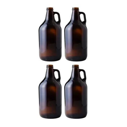 True Fabrications - Cultivador de cerveza marrón de 1/2 galón con tapas de sello de polietileno, reutilizable, tiene protección UV (paquete de 4)